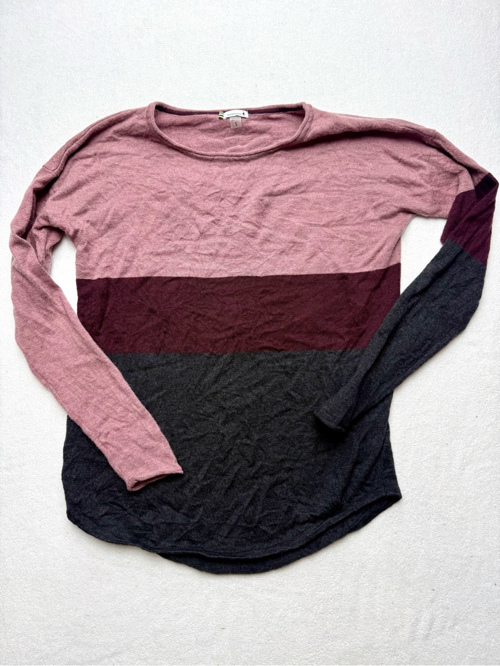 Smartwool Women's Long-Sleeve Colorblock Crew - Mauve, Burgundy, Charcoal